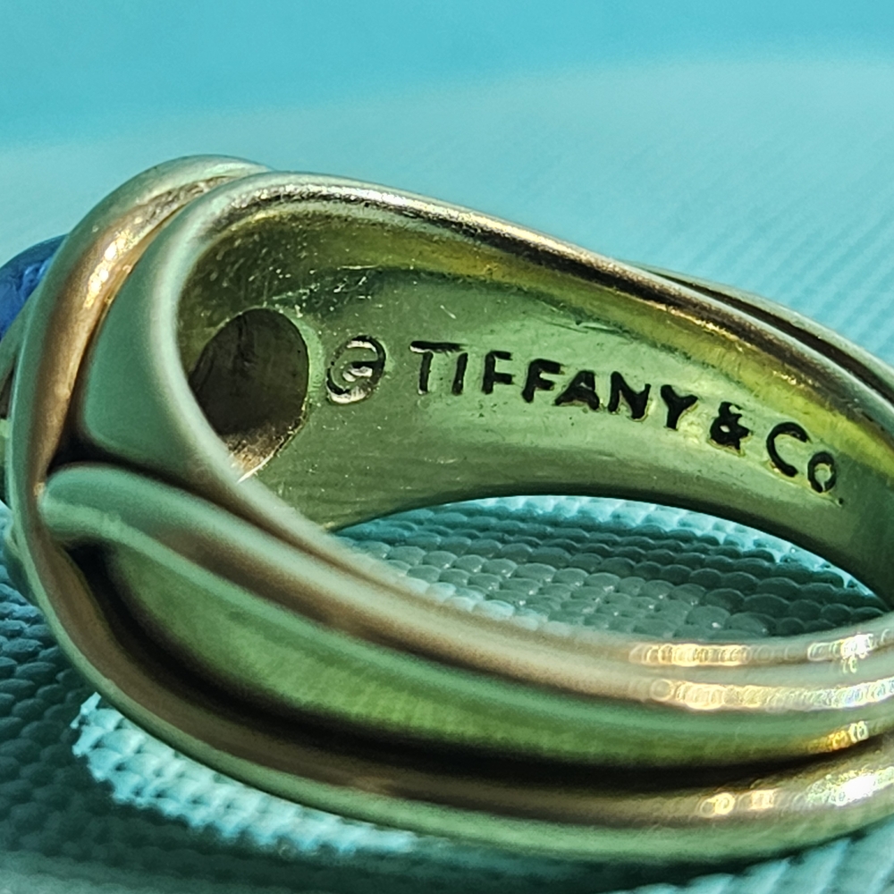 🥰SALE! Tiffany & Co. 18k YG Signature X Cabochon Tanzanite Ring Sz 4.5 RETIRED - Picture 5 of 11